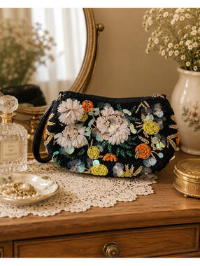Viral TJ Maxx TikTok Handmade Beaded Floral Shoulder Bag, Made in India